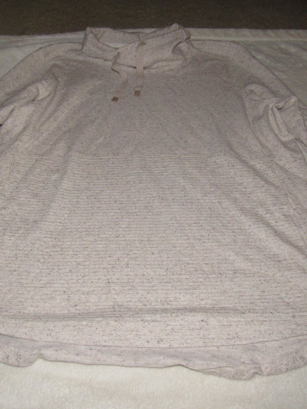 L.L.Bean Cream Speckled Funnel Neck Drawstring Sweatshirt Size1X USED